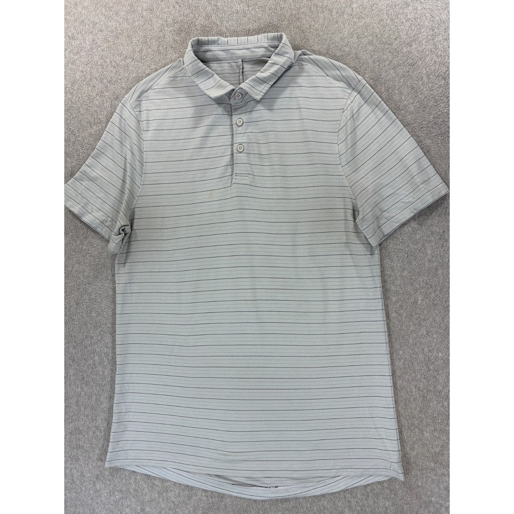 Lululemon Performance TECH Short Sleeve Polo Shirt (Men's Large) Gray/Blue